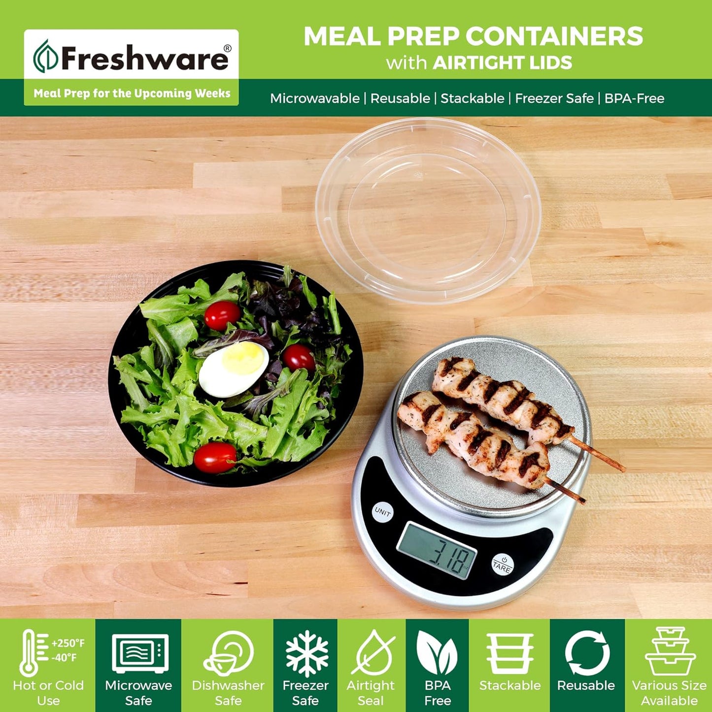 Meal Prep Containers [21 Pack] Bowls with Lids, Food Storage Bento Box, Plastic, 21-Pack