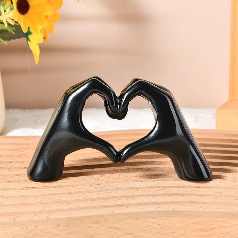 Elegant Gold Heart Hand Statue - Modern Love Gesture Sculpture for Living Room & Bedroom Decor