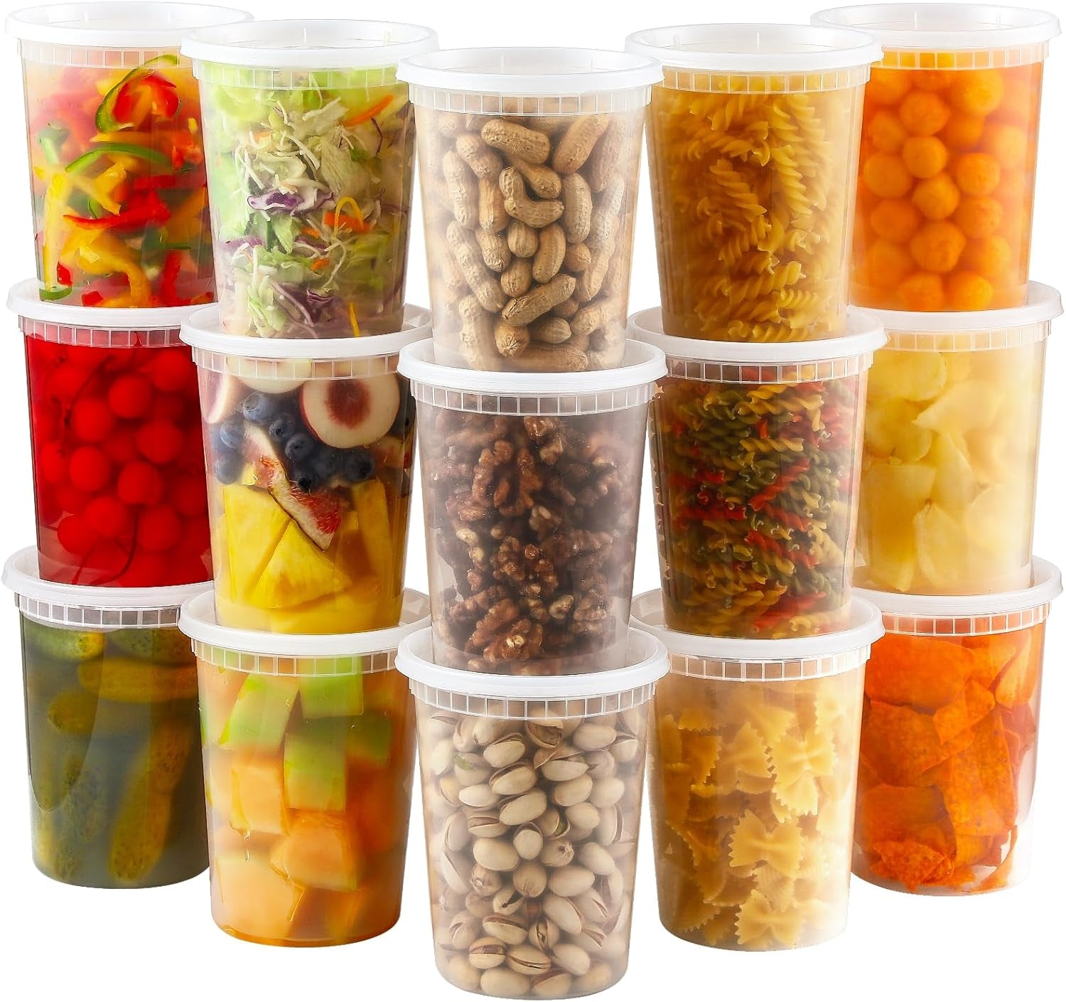 20-Pack 32 Oz Plastic Deli Food Containers with Lids, Airtight Storage for Soup & Meal Prep, Microwave, Freezer & Dishwasher Safe