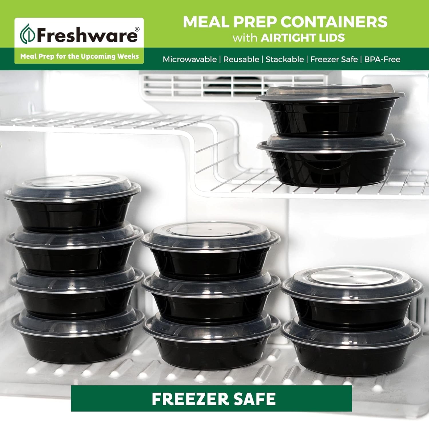 Meal Prep Containers [21 Pack] Bowls with Lids, Food Storage Bento Box, Plastic, 21-Pack