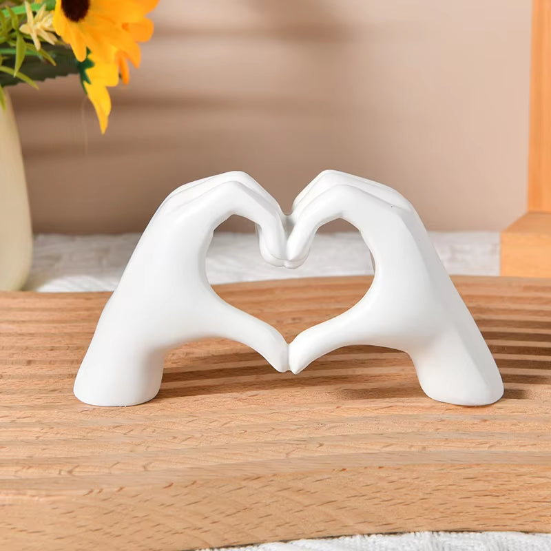 Elegant Gold Heart Hand Statue - Modern Love Gesture Sculpture for Living Room & Bedroom Decor