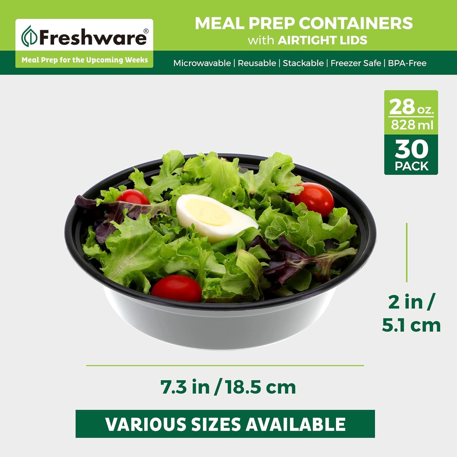 Meal Prep Containers [21 Pack] Bowls with Lids, Food Storage Bento Box, Plastic, 21-Pack