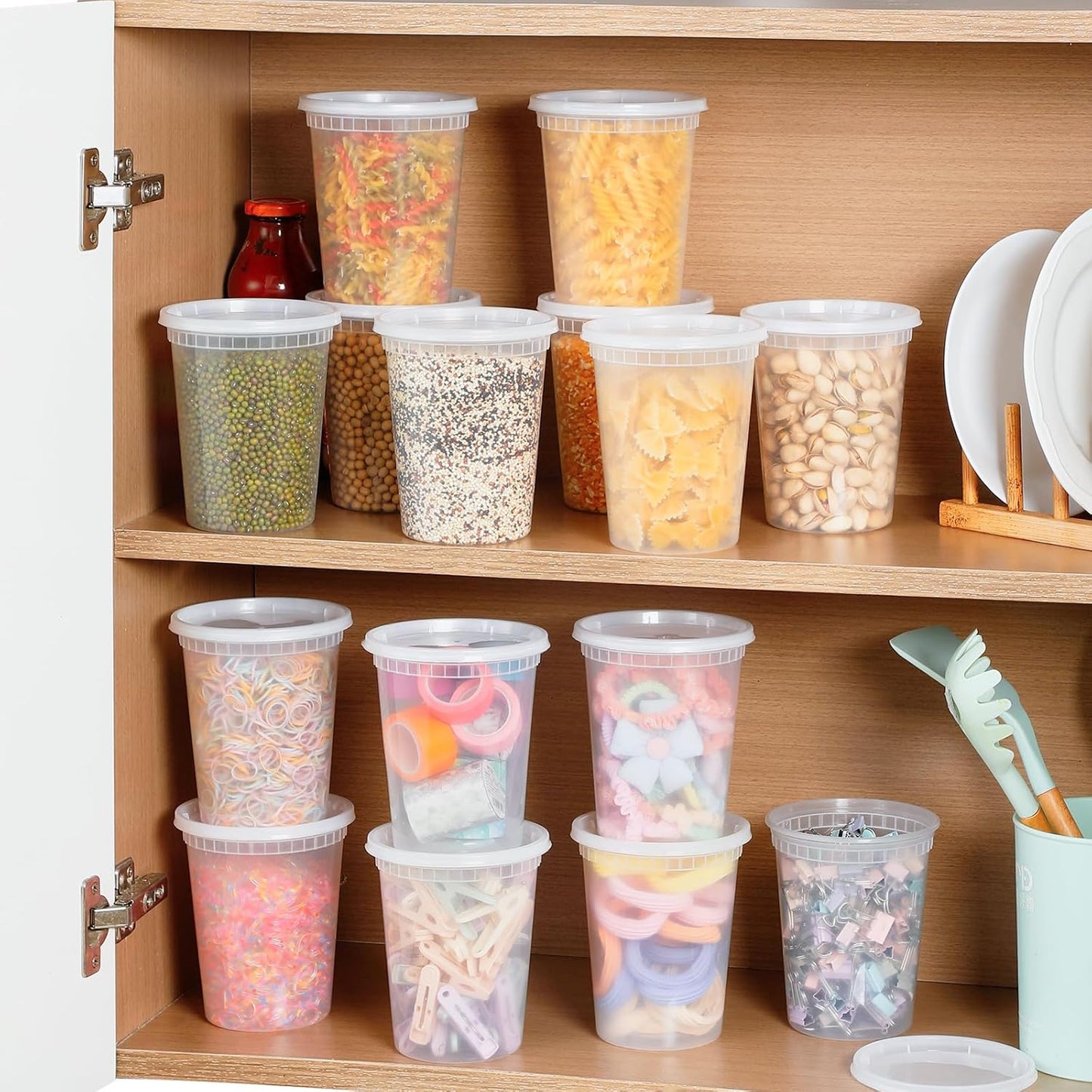 20-Pack 32 Oz Plastic Deli Food Containers with Lids, Airtight Storage for Soup & Meal Prep, Microwave, Freezer & Dishwasher Safe