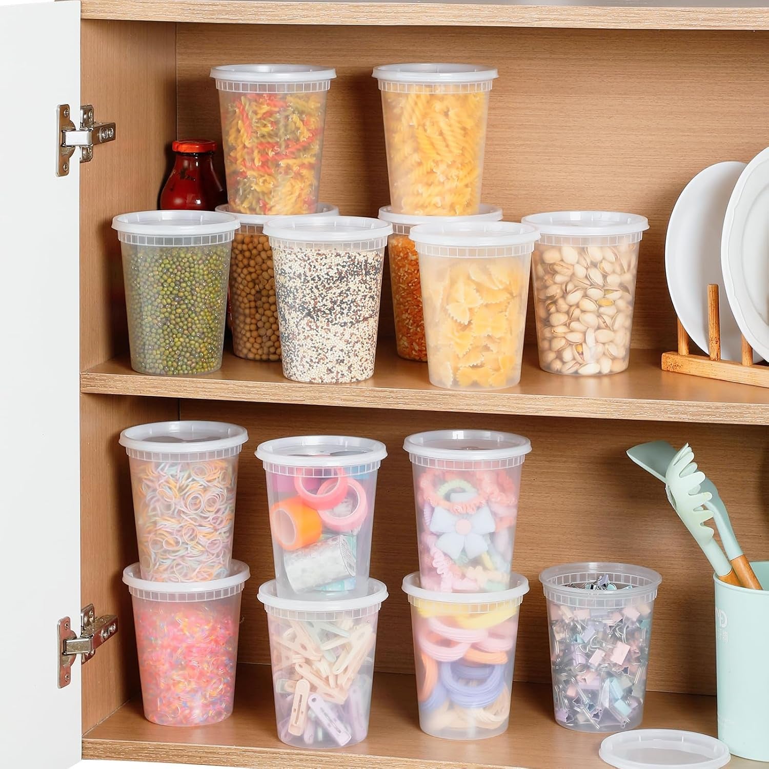 20-Pack 32 Oz Plastic Deli Food Containers with Lids, Airtight Storage for Soup & Meal Prep, Microwave, Freezer & Dishwasher Safe
